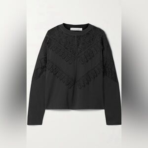 SEE BY CHLOÉ Lace-paneled Cotton-jersey Top In Black